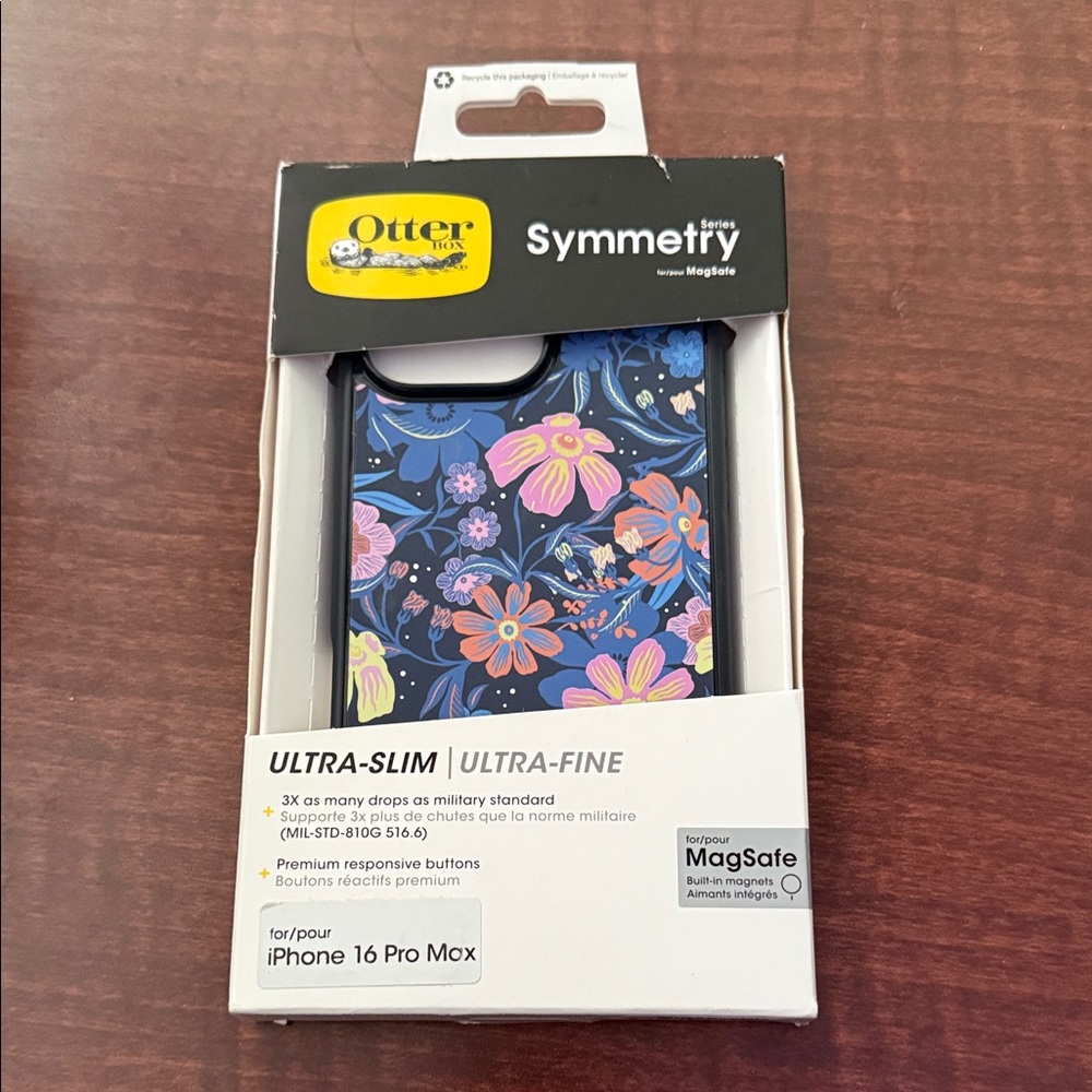 OtterBox Symmetry Series Floral Navy Pink and Orange iPhone 16 Pro Max Case